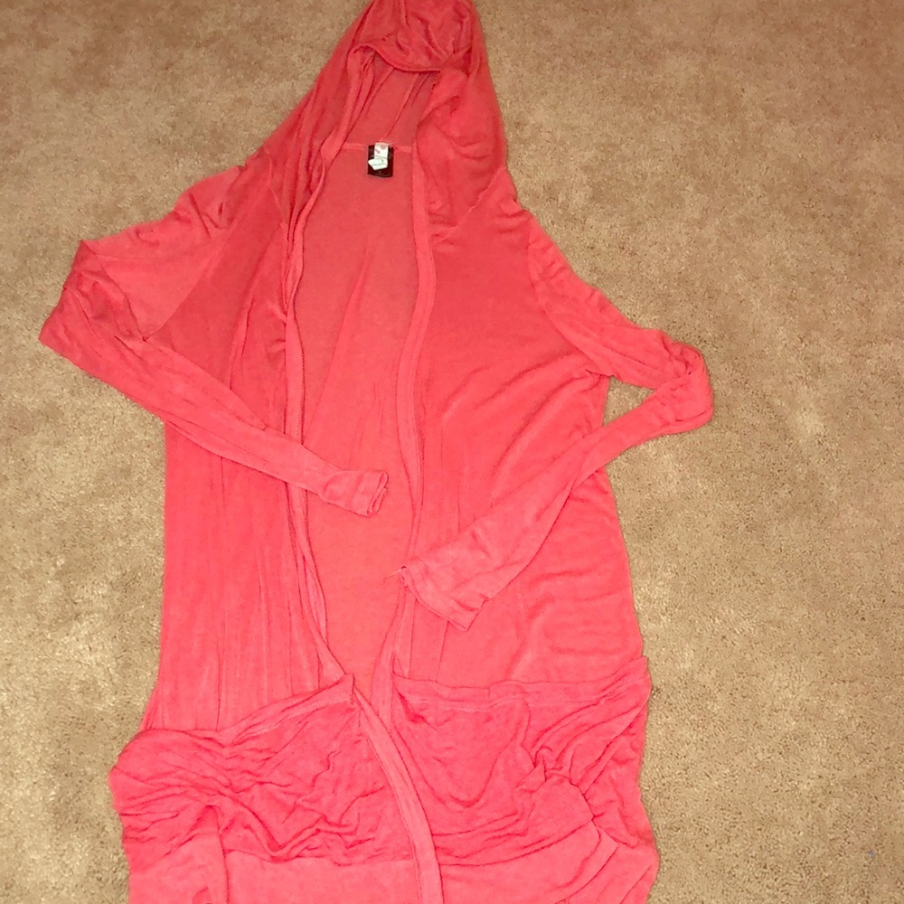 Open hooded lightweight sweater
